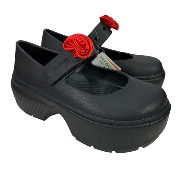 CROCS Unisex Black Stomp Rosette Mary Jane Platform Clogs Emo Goth Grunge Rave - Picture 1 of 8